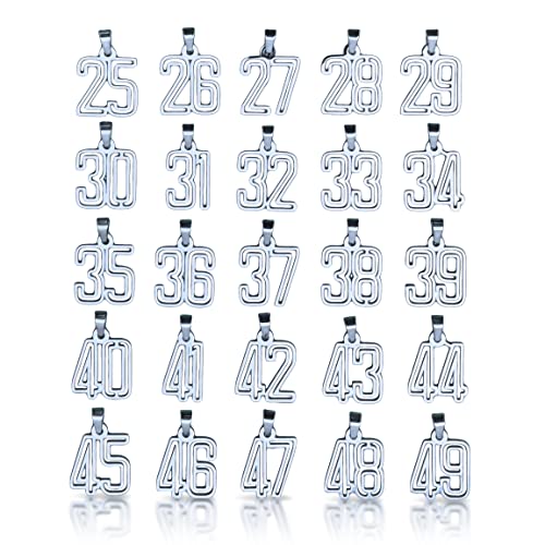 Elite Athletic Gear 00-99 Varsity Number Pendant With Chain Necklace - Stainless Steel3