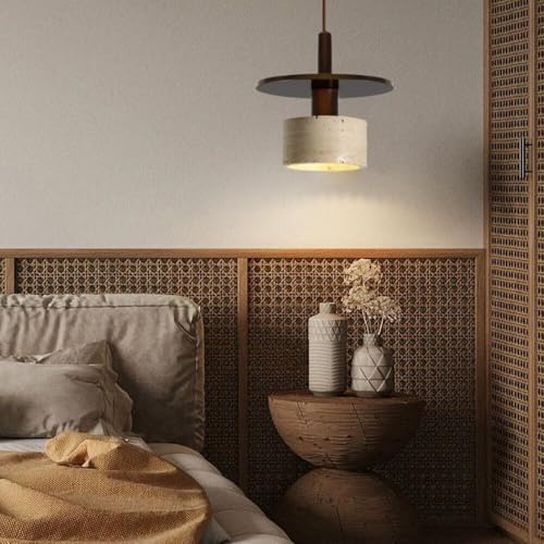 Lámpara de travertino amarillo con difusión de luz cálida ambiental 4