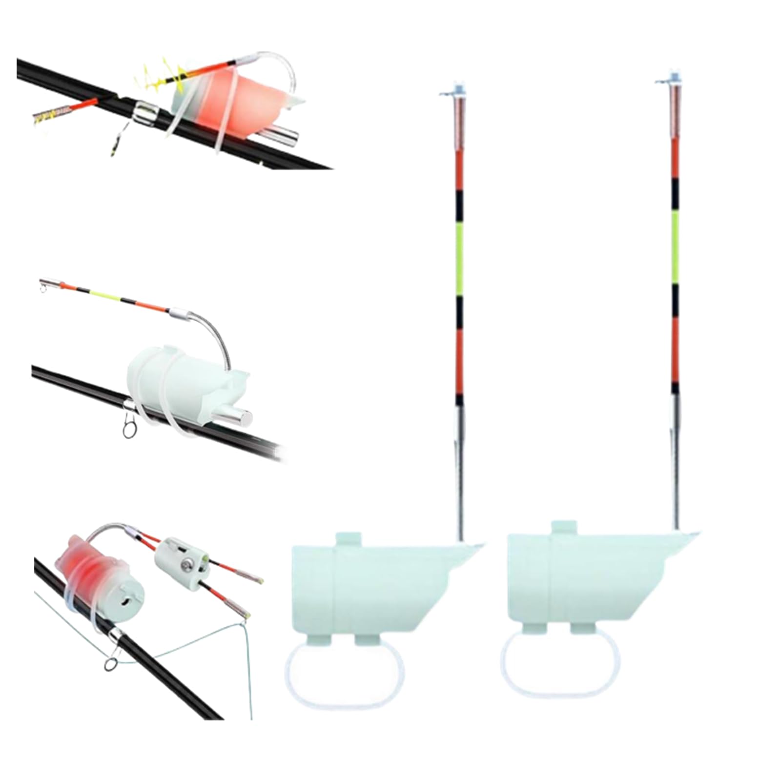 High Sensitivity Night Fishing Float Bite Alert for Fishing Rods, Ice Fish Tip up Alarms Indicators Equipment with LED Lights & Sound, Waterproof Buzzer Detectors for Night Fishings