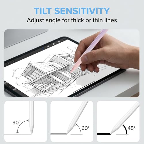 Image of Stylus Pen for iPad 2018-2026, 3X Fast Charging iPad Pencil with Palm Rejection & Tilt Sensitivity, Apple Pencil Alternative No Bluetooth Required Compatible with iPad Pro Air Mini