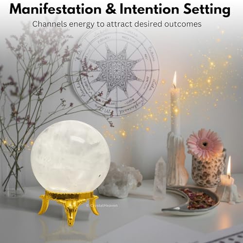 Image of Certified Clear Quartz Crystal Ball for Meditation | Premium Crystal Vastu Items for Home and Feng Shui Items for Good Luck - Pooja Supplies and Spiritual Practices (1.5 inch Inch)