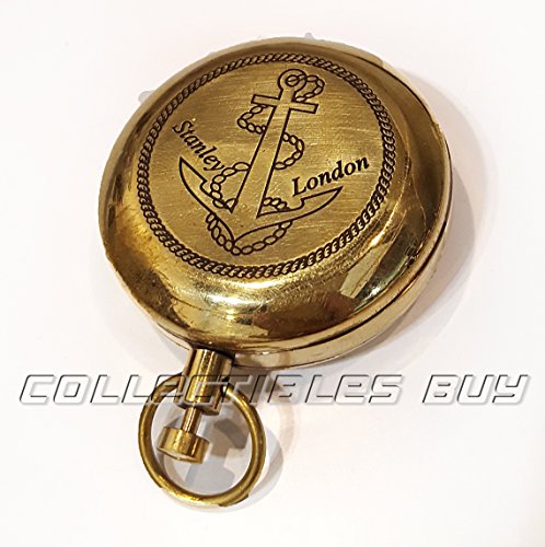 Authentic Marine Shiny Brass Pocket Compass Vintage Navigational Tool by Collectibles Buy