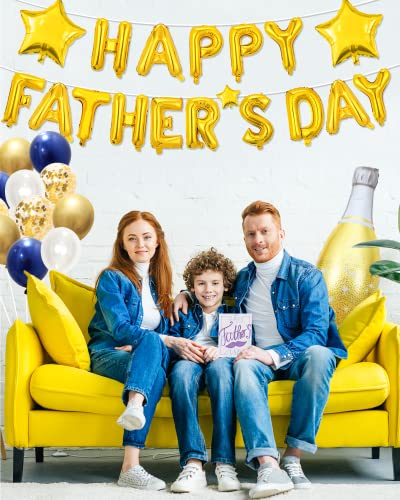 Image of 50 pcs Happy Father's Day Balloon Set Decorations for Party, Pack of Father's Day Banner Letters Party Supplies for Photo Booth Backdrop