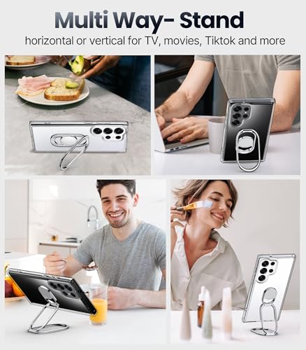 Image of SHIELDS UP for Galaxy S25 Ultra Back Cover with Stand, Samsung S25 Ultra Case Clear with Double Ring Holder [Adjustable & Foldable] Shockproof Protective Cover for Samsung Galaxy S25 Ultra, Clear