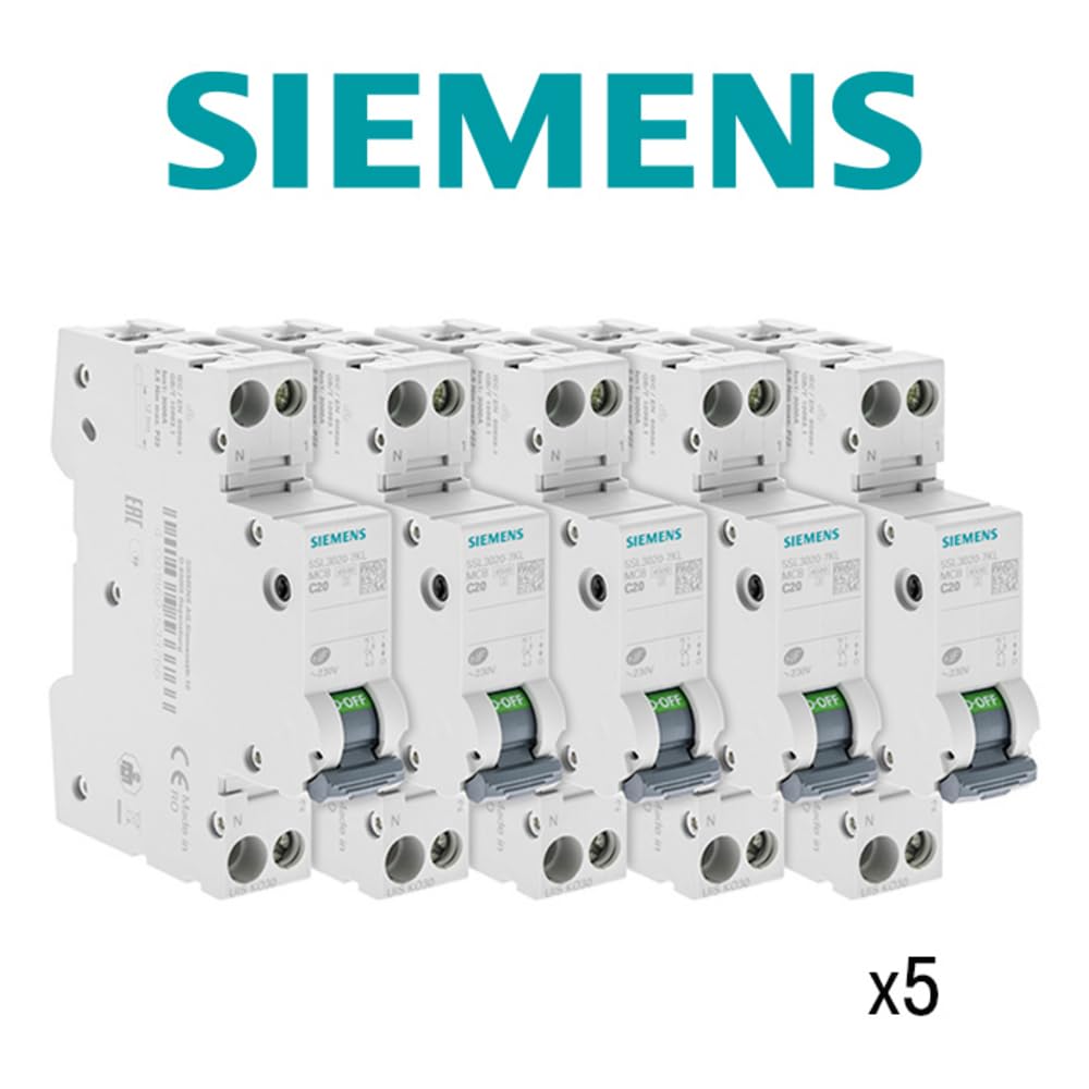 SIEMENS - Lot De 5 Disjoncteurs Électriques Phase + Neutre 20A