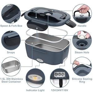 Heated Lunch Box for Adults, 60-80W Electric Lunch Box for Car/Truck, Portable Food Warmer, Heating Lunch Box for Work, Electric Lunchbox Food Heated for Men, Christmas Gift White Elephant Gifts Heated Lunch Box for Adults 60 80W Electric Lunch Box for CarTruck Portable Food Warmer Heating Lunch Box for Work Electric Lunchbox Food Heated for Men Christmas Gift White Elephant Gifts