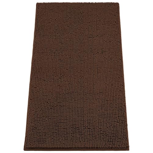 Image of Absorbent Dog Door Mat for Muddy Paws, 60 inch x 30 inch Chenille Indoor Mats for Entryway, Trap Dirt Front Door Mat Indoor Entrance Washable Non Slip Soft Brown