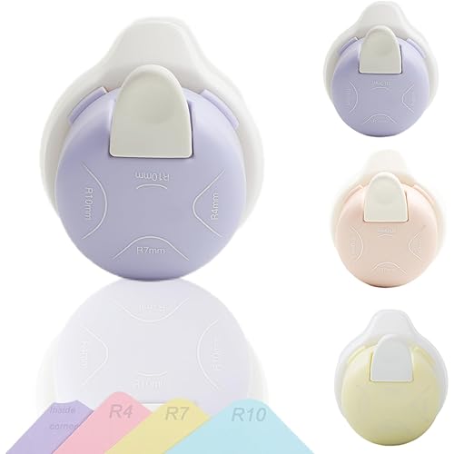 Corner Punch 4 in 1 Corner Rounder Punch (R4+R7+R10+Inside Corner) Corner Cutter for DIY Scrapbooking Photo Tags (Purple)