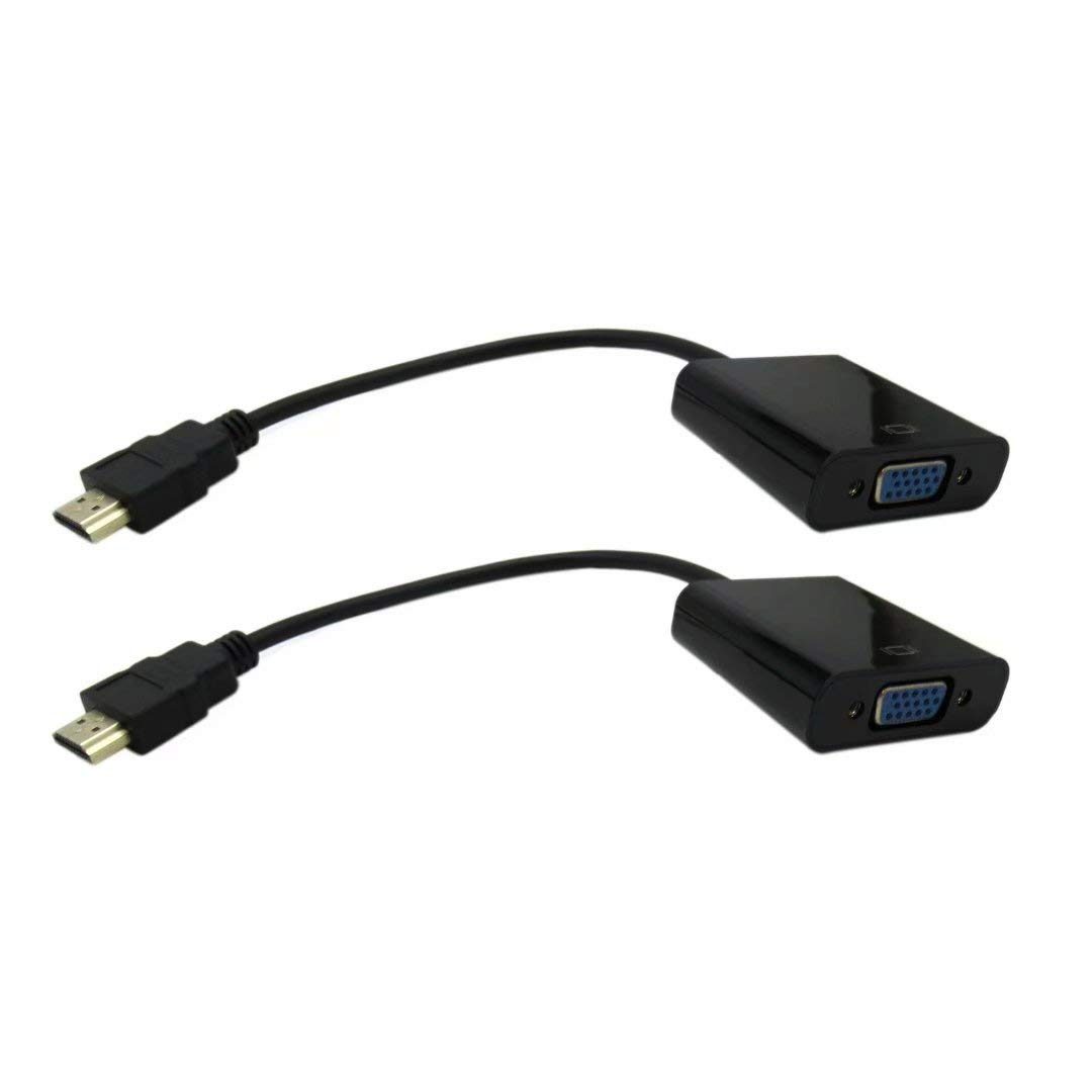 USonline911 2Pcs 1080P HDMI Male to VGA Female Video Cable Cord Converter Adapter for PC Black
