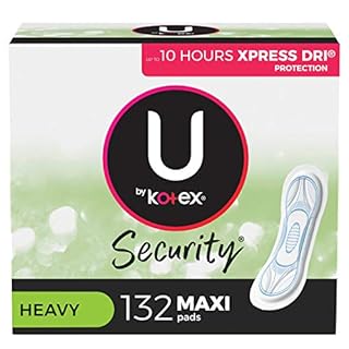 U by Kotex Security Maxi Feminine Pads, Heavy Absorbency, Unscented, 132 Count (3 Packs of 44) (Packaging May Vary) (B07BQV78B3)