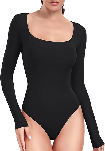 HeyNuts Scoop Neck Long Sleeve Bodysuit