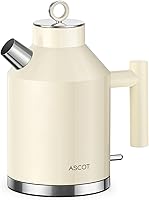 Vista 1 de ASCOT Hervidor eléctrico, interior de acero inoxidable de 1,5 L, sin plástico, 1500 W de ebullición rápida, diseño retro, apagado automático