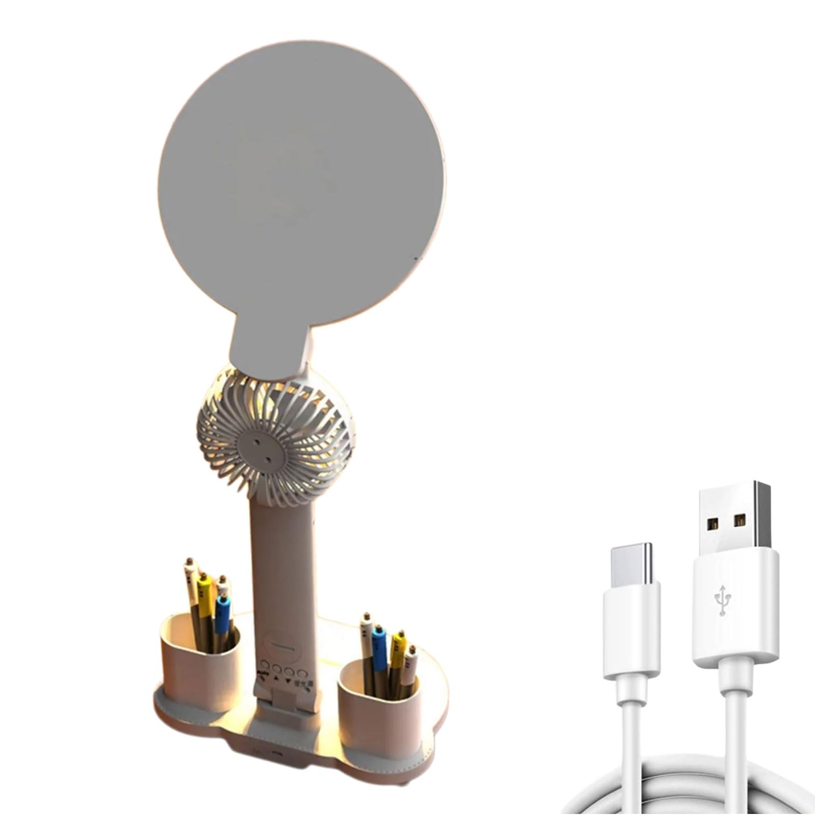Hsioluted Flexible LED Table Lamp with Adjustable Brightness 3200mAh Rechargeable/USB Desk Lamp with Fan for Study Rechargeable Desk Light