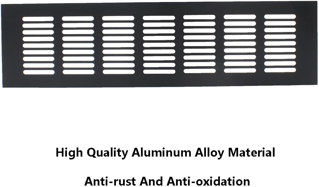 2PCS Air Vent Cover,TTZEZE Black Aluminium Alloy Ventilation Grille Rectangle Metal Louvered Grill Cover for Wardrobe Stove Shoes Cabinet Sink Kitchen Bathroom Side Wall Ceiling and Floor Exhaust Vent