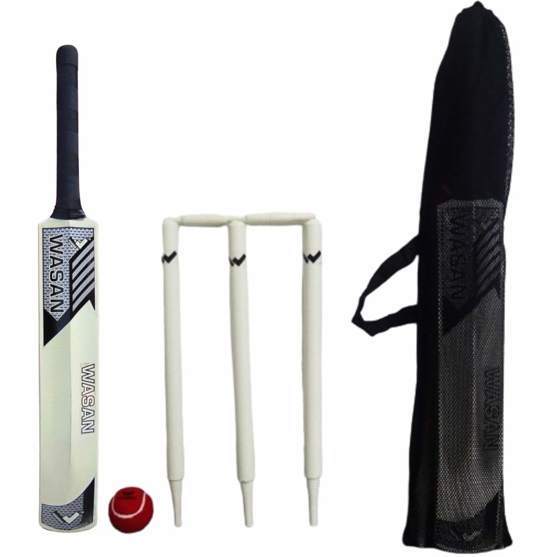Wasan Cricket Set Size 3 Cream Color (5-12 Years), 1 Bat Size 3, 3 Stumps, Bails, 1 Tennis Ball, 1 Bag-image-40