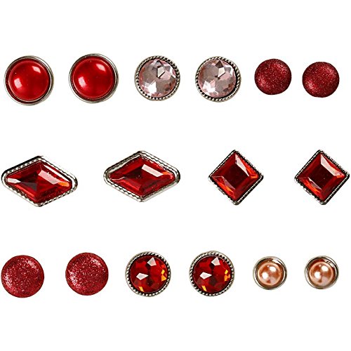 Ceramic Vivi Gade 8-18 mm Copenhagen Design Assorted Mixed Deco Rivets, Pack of 16, Red