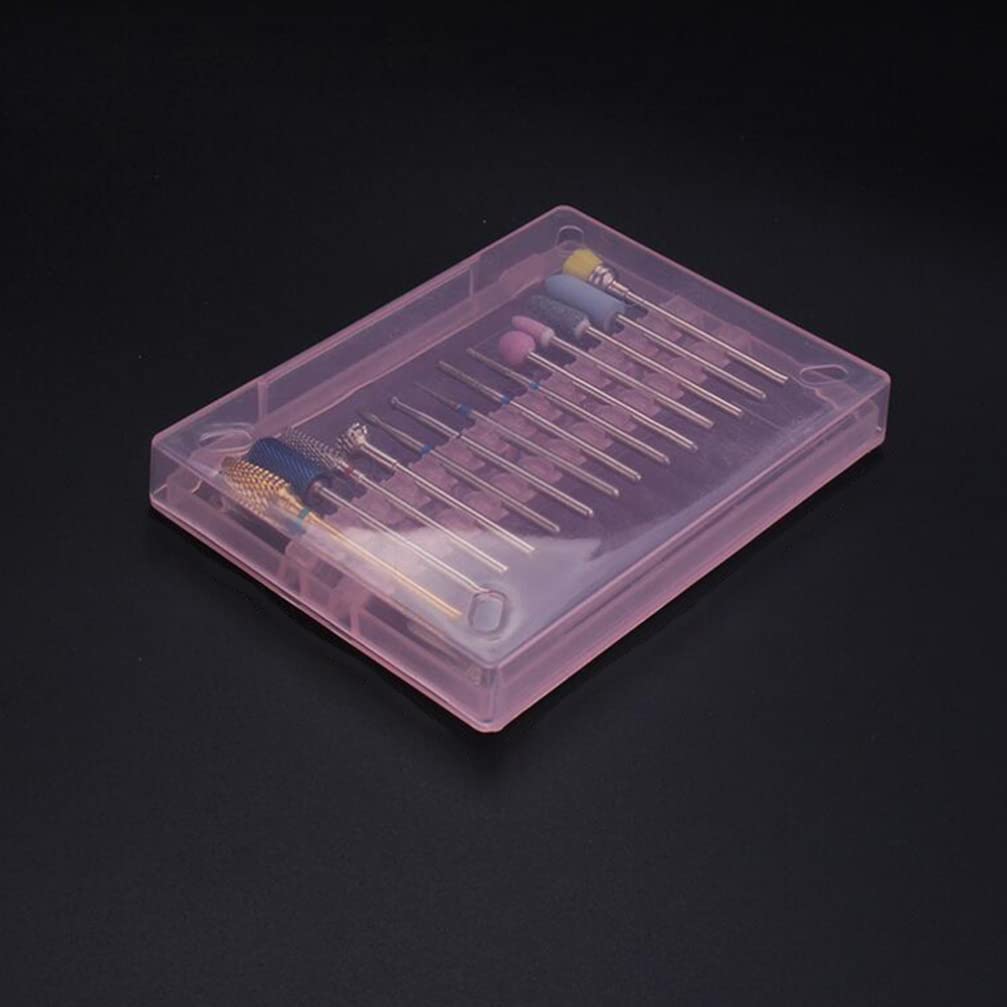 Beaupretty Nail Drill Bits Organizer Box 4 Pieces Compact Storage Case with 14 Holes for Polishing Grinding Heads Manicure Tool Holder 3.93X2.95X0.51In