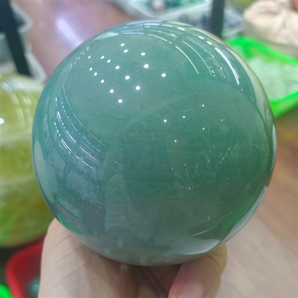 Dongling Hand Polished Green Stone Ball Crystal Home Office Decoration Gift Ornaments (Size : 300-350g) Gemstone Stone