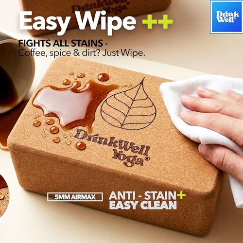 Image of Drinkwell Cork Fitness Large Block - Non-Slip Grip, High‑Density for hot yoga & Sweathy Sessions Exercise Brick 8x15x24 cm | Eco‑Friendly, Odor‑Resistant Natural Cork Brick for Bignners & Pros, Pilates & Home Workout for Men & Women (Big Tree Yoga Cork Block, 10X15X24 CM / Large)