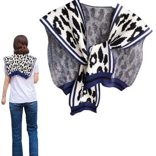 BESTHAVE Leopard Color Block Knit Poncho Cape - Women's Blanket Shawl for Spring, Autumn, and Winter Fashion Scarf