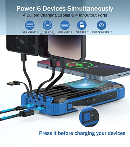 Goodaaa PN-W22 Power Bank Wireless Charger 36000Mah Built In 4 Cables Six Outputs 15W Fast Charging Power Bank thumb #1