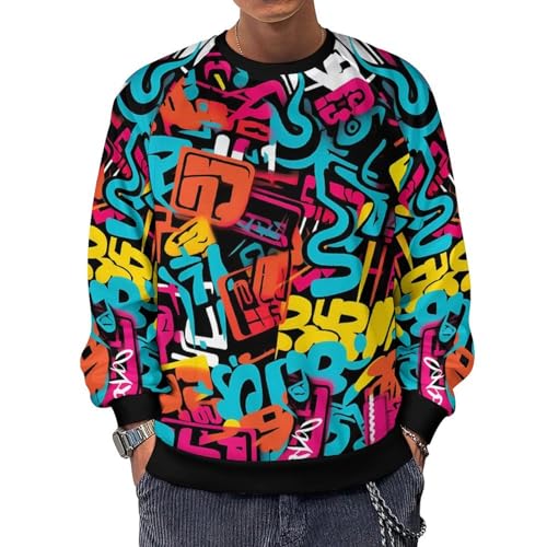 MARSVOVO Hip Hop Graphic Hoodie Essentials 50 Years of Hip Hop Long Sleeve Crew Neck Sweatshirt Fashion Street Tops