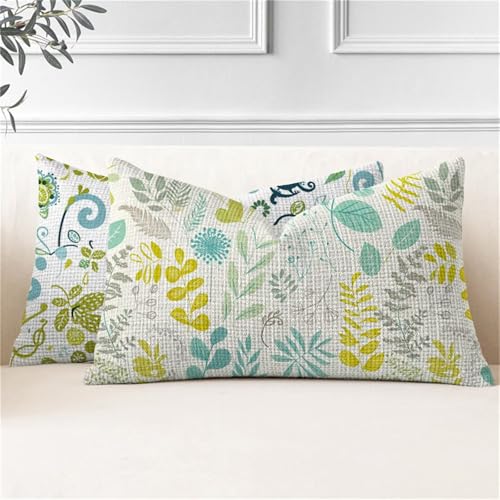 Funda Cojin 25x50, Juego de 2 Cojines Exterior Plano Fundas Cojines Rectangulares Planta Funda Almohada Impermeable, Cogines Sofá con Cremallera Invisible para Sala de Estar Jardín Decorativos J2-13