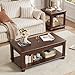SAVOR LIFE Farmhouse TV Stand and Coffee Table Set 4, Rustic Wood Living Room Table Set with TV Console, Center Table, End Table Set of 2 for Living Room, Walnut