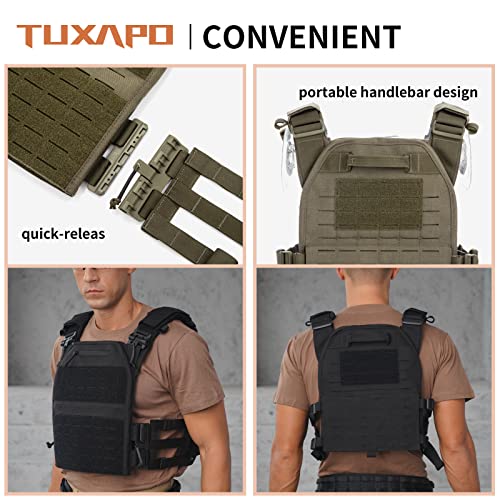 Tuxapo Tactical Molle Vest For Men Quick Release Adjustable Lightweight 1050D Nylon Vests Ranger Green #TOP2