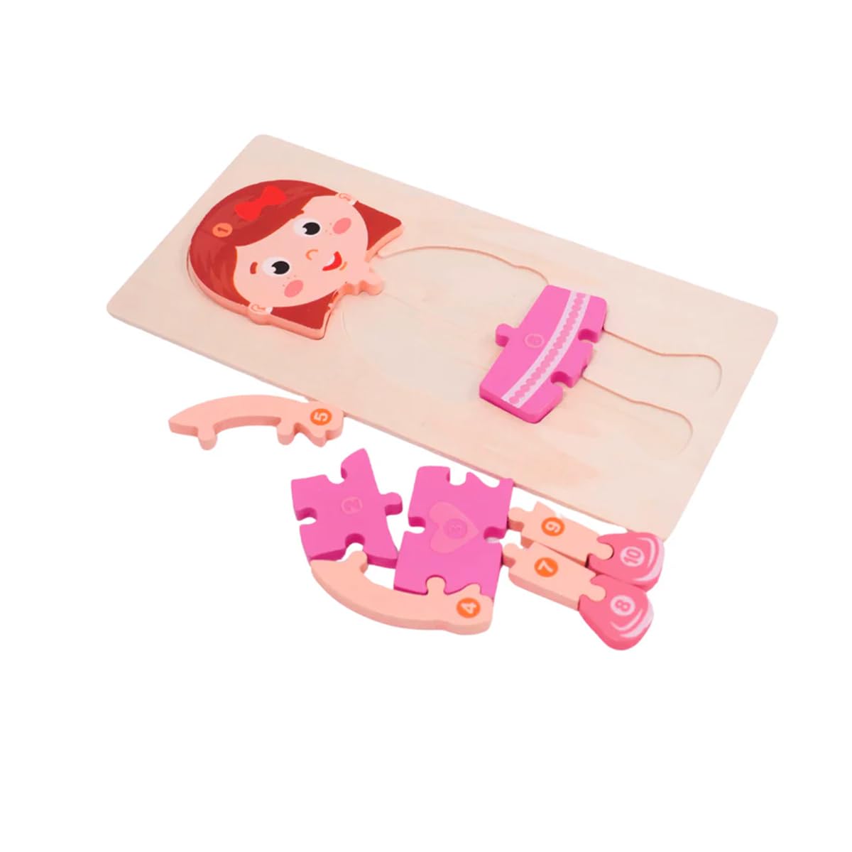 Smoneo Handcrafted 3D Wooden Girl & Boy Jigsaw Puzzle; Pre Education Alphabet & Number Learning Toy Blocks for Kids (30 cm x 15 cm) 1