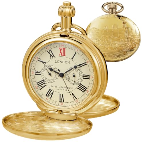Copper Mechanical Pocket Watch with Chain