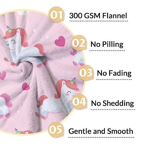 Unicorn Blanket Gifts - 50"x60" Cute Throw for Girls & Women - Pink Soft Fuzzy Blankets for Bed, Couch & Living Room