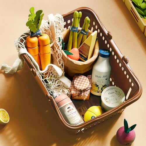 Tiny Land Wooden Play Food Set Bundle Includes 50 PCS of Fruits Veggies Meats Seafood Eggs & Dairy product thumbnail 7