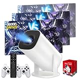 Télécommande + double manette : ce projecteur Bluetooth est livré avec deux manettes sans fil 2,4 GHz et une télécommande. Aucun achat supplémentaire n'est nécessaire. Les manettes de jeu présentent un design ergonomique qui s'adapte confortablement à vos mains, réduisant ainsi la fatigue lors de longues sessions de jeu. Elles prennent en charge une connectivité sans fil 2,4G stable sans aucun décalage pour un gameplay très réactif. La télécommande permet une navigation sans effort dans les menus de l'appareil et une transition fluide entre les fonctions. (Remarque : la télécommande est uniquement compatible avec les systèmes Android et ne peut pas être utilisée avec les consoles de jeux)