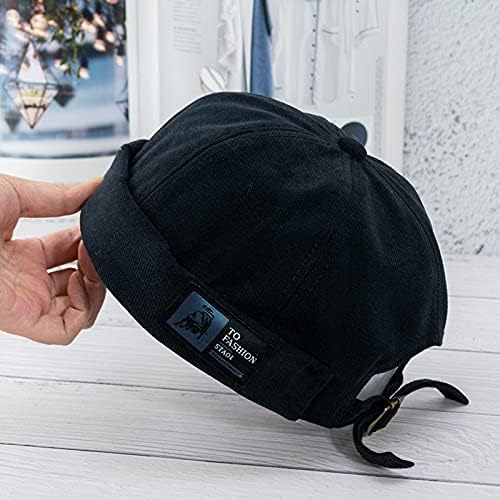 Men Hats Docker Cap Hats Beanie Sailor Cap Worker Hat Rolled Cuff Retro Brimless Hat with Adjustable - Image 3