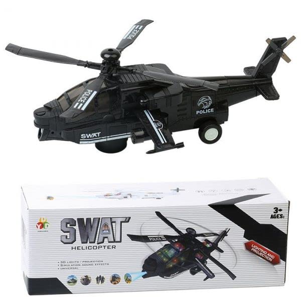 SWAT Helicopter 3D Lighting Projection and Firing Sounds and Music, Bump and Go Function, Gift for Boys