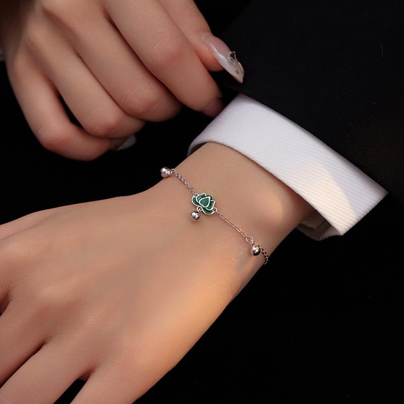 Pulsera de plata de ley 925 con hebilla ajustable y diseño de loto de marea nacional china, joyería energética para mujer