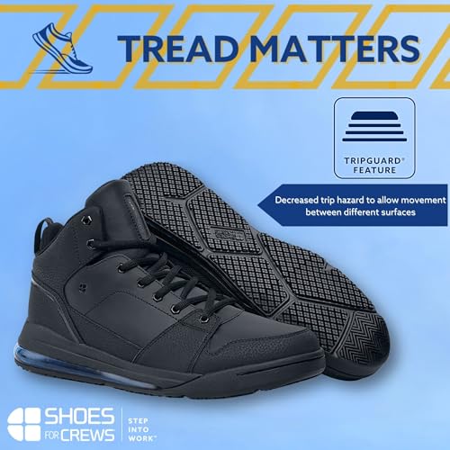 Shoes For Crews Men's Slip-Resistant High-Top Work Sneakers - Comfortable, Non-Slip Work Shoes for Men in Food Service, Healthcare, Retail - Tigon3