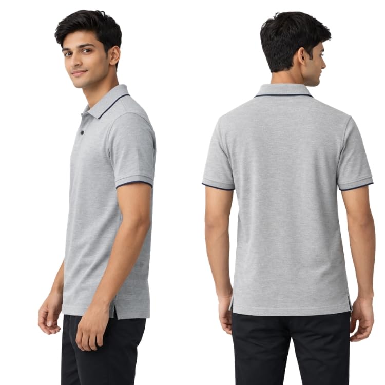 Image of Hangout Hub | Mens Cotton Polo T-Shirt | 270 GSM Premium | Solid Regular Fit | Collared Neck | Half Sleeve | Smart Casual Office Wear | Classic Polo Tee | Elephant Grey