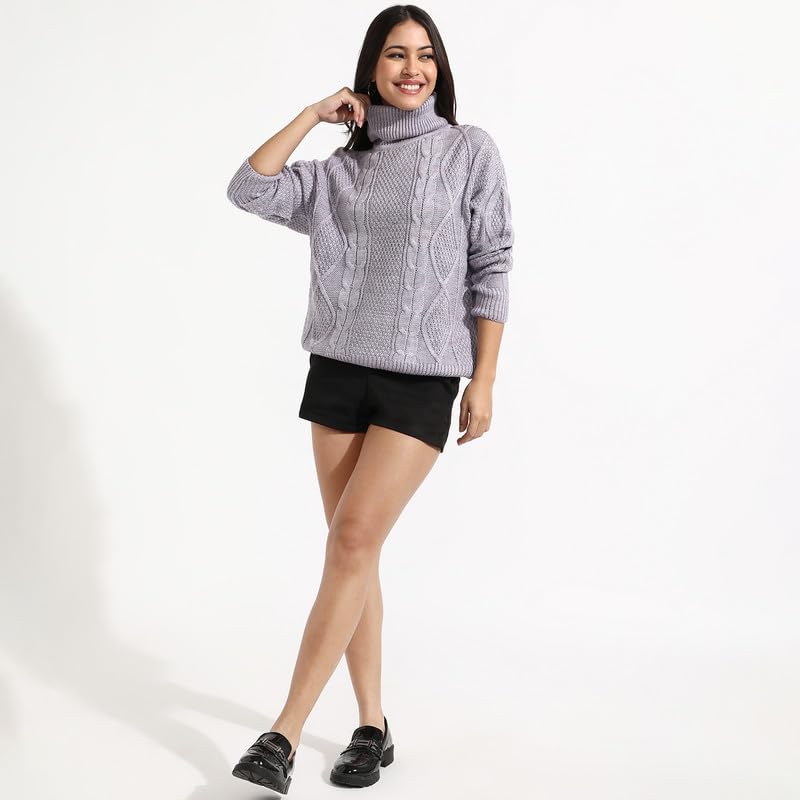 Image of PINACOLADA Women's Geometric-Textured Pullover Sweater for Casual Wear | Crew Neck | Long Sleeves | Pull On Closure | Sweater Crafted with Comfort Fit for Everyday Wear