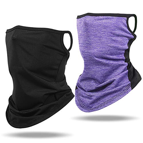 Multifunktionstuch Für Herren Damen Schlauchschal mit ohrschlaufen Halstuch Mundschutz Mund und Nasenschutz Biker Schlauchtuch 2 Stück