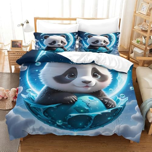Housse de couette panda 140x200 parure lit enfant 3D