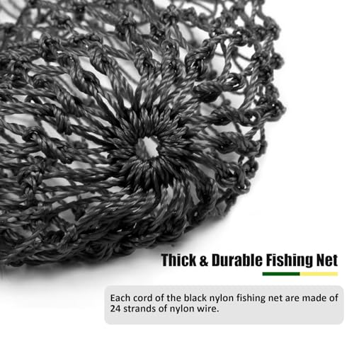 Dovesun Fishing Net Fish Landing Net Foldable Fishing Replacement Net for Freshwater Saltwater Fishing Net Replacement Netting Black Color Handle/Frame Not Included