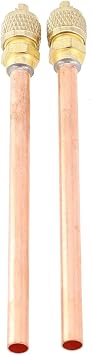 Air Conditioner Refrigeration for ACCESS Valves Set of 2 Copper Tube Filling Parts for HVAC Compressors Refrigerators and Automotive Applications Gold 125mm