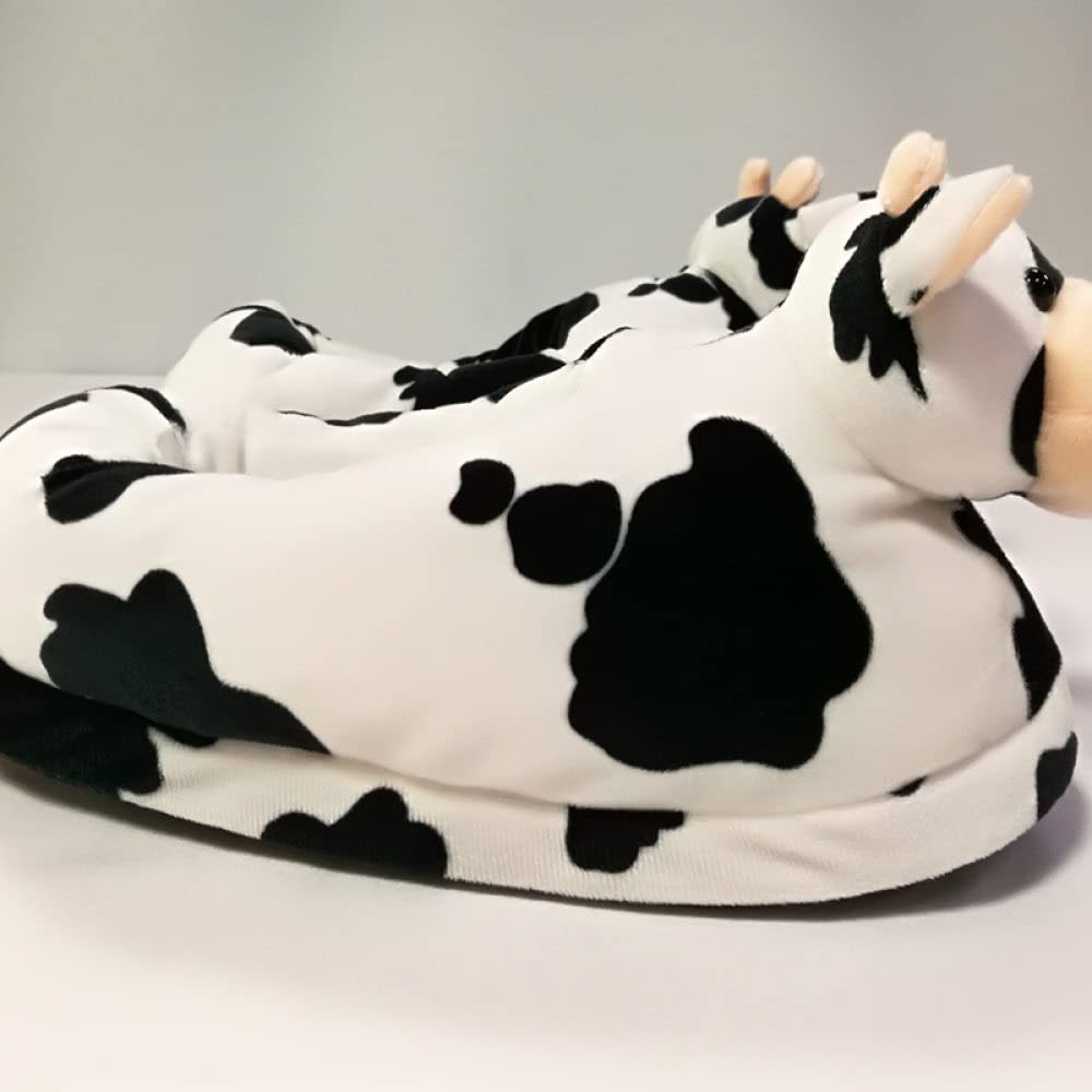 Pantofole Extra Large In Cotone Con Motivo Mucca - Morbide, Antiscivolo, Per Donna E Uomo, Taglia 44/45 EU, Nero
