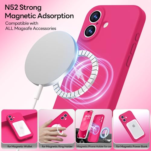Image of LOVE 3000 Designed for iPhone 17 Case, Premium Silicone [Compatible with Magsafe][Soft Anti-Scratch Microfiber Lining] Shockproof Protective Phone Case for Men Women 6.3 inch, Hot Pink