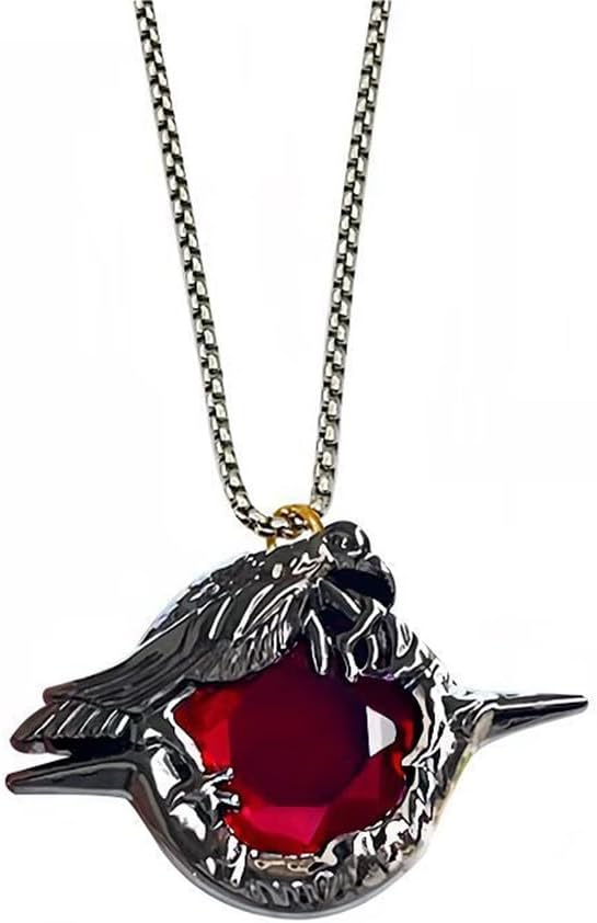 Game LAD Sylus Crow Cosplay Badge Necklace Alloy Red Gem Brooch Lapel Pins Jewelry Bag Costume Accessories Prop Gifts
