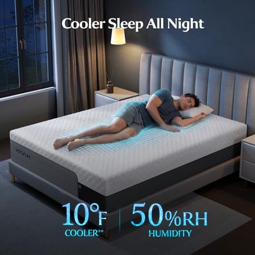 Image of Yaak 14 Inch Queen Memory Foam Mattress, Cooling Gel Made in USA, White | Medium firm, back pain relief, motion isolation, breathable, CertiPUR-US, Oeko-Tex, fiberglass free