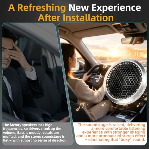 Image of Upgraded 1-Inch Car Tweeters - 240W Neodymium Silk Dome High-Frequency Super Tweeters with Built-in Crossover & Bass Blocker - 4-Ohm, Flush /Surface Mount Kit for Crisp Highs - Easy Instal silvery