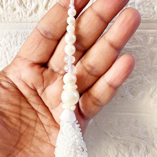 Image of Adikala Craft Store Handmade Ethnic Latkan Tassel Set of 2 for Saree Pallu, Blouse, Suits, Dupatta, Lehenga Decor (Beaded Cone)